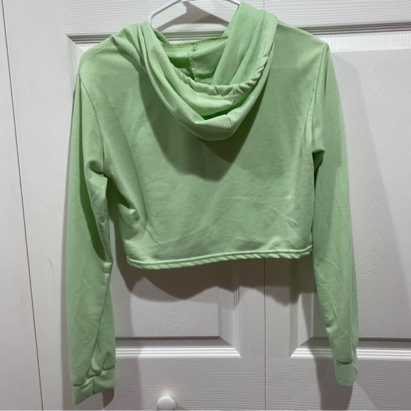 ROMWE Women’s Long-Sleeve Cropped Hooded Drawstring Crewneck Top - green, size L - Picture 3 of 3